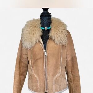 Women's Tan Shearling Jacket